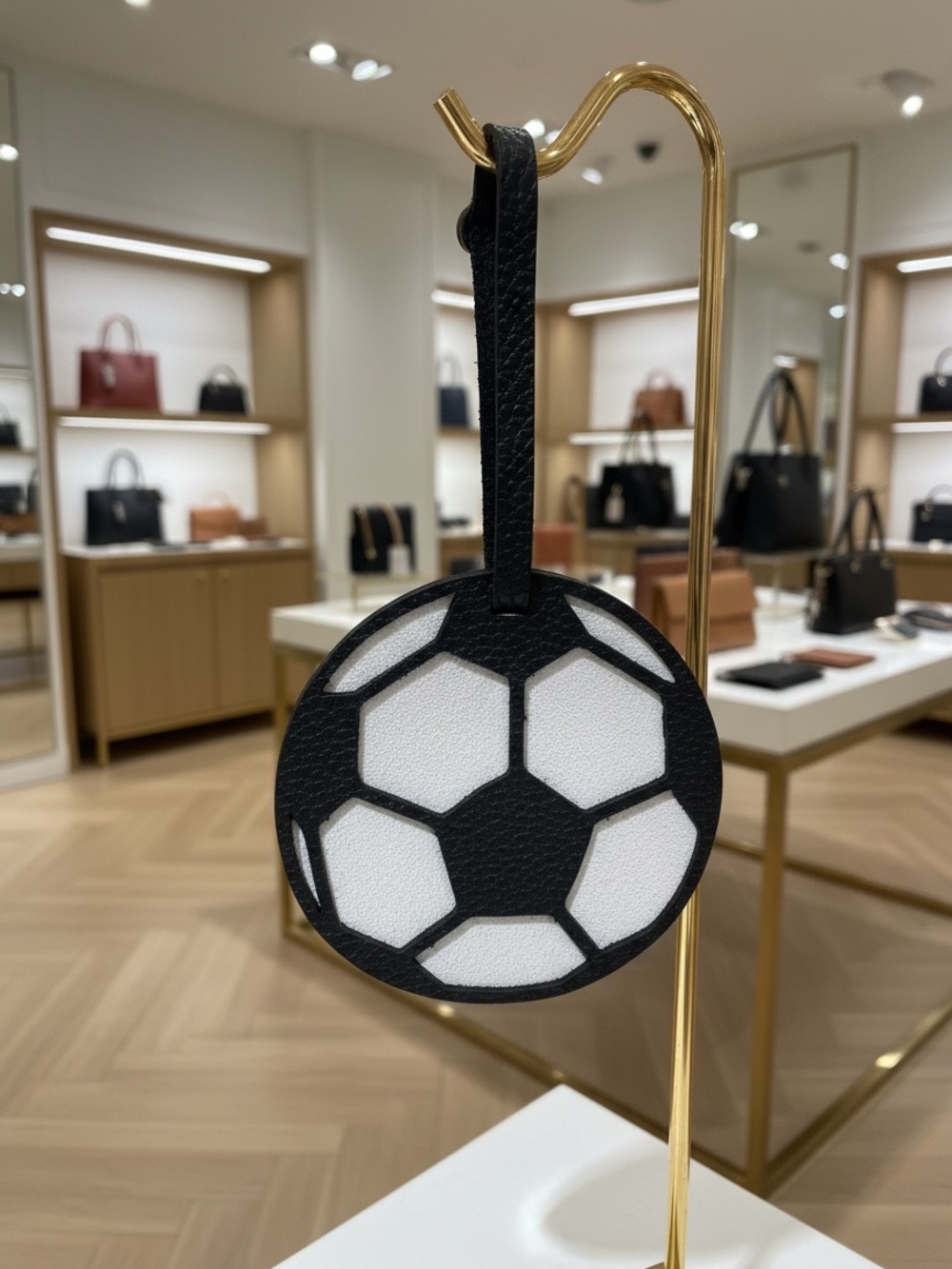 Leather Soccer Ball Bag Charm Tag - Picture 1 of 5